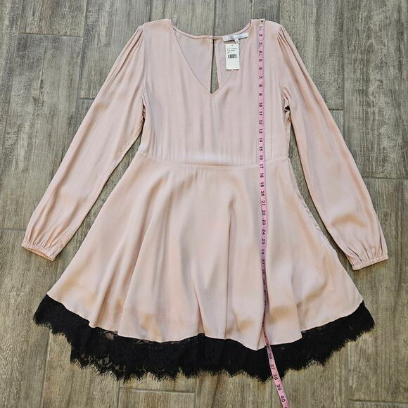 Lovers + Friends Dress Womens Size L Shimmy Pink Fit & Flare Mini Long Sleeve - Picture 3 of 16